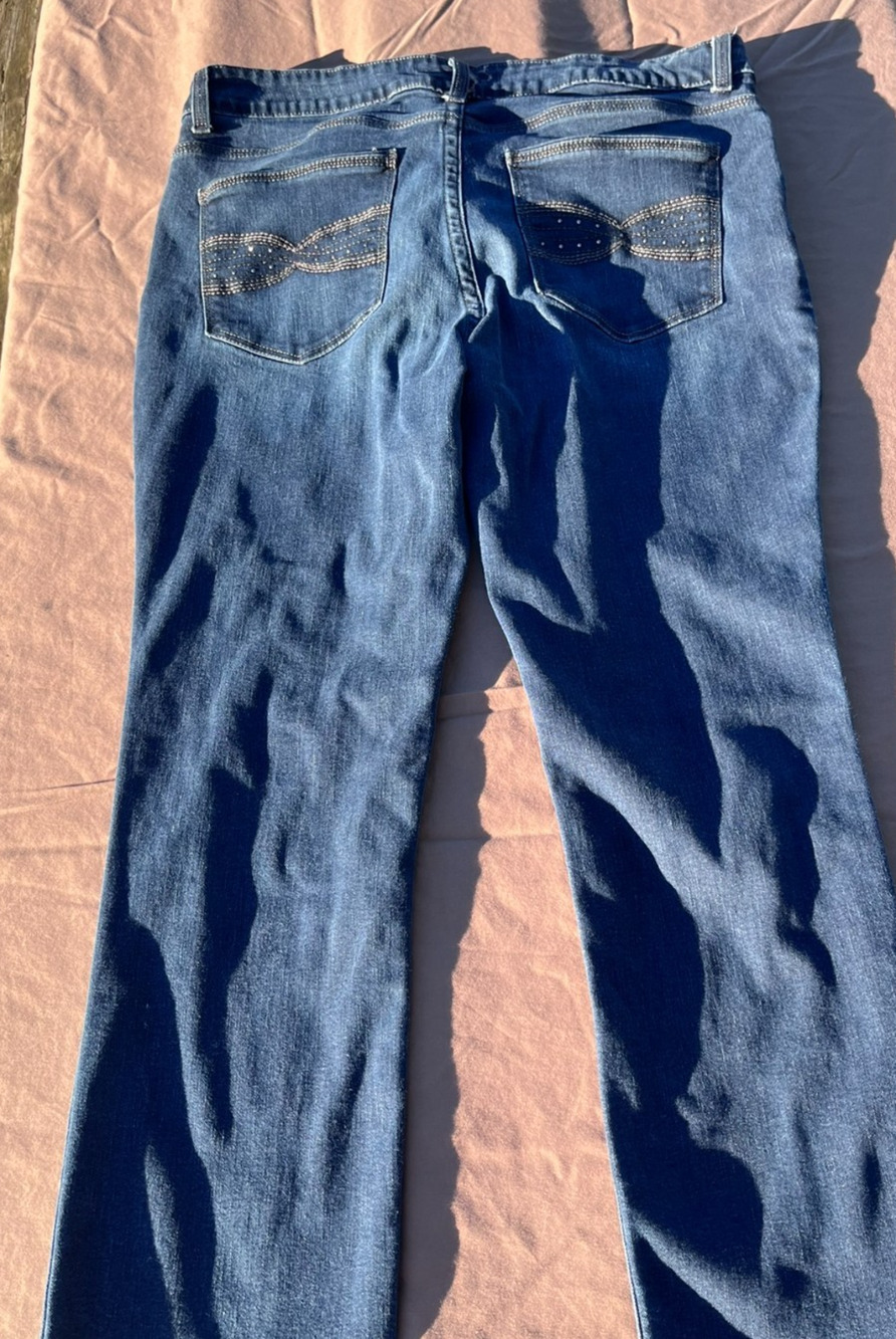 Lee Relaxed Fit Straight Leg Jeans Women 16 Short Dark Wash Stretch Denim 32x28